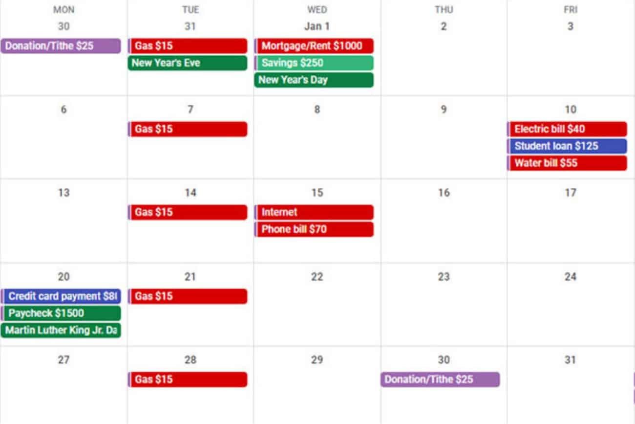 Calendars for Easy Budget Tracking